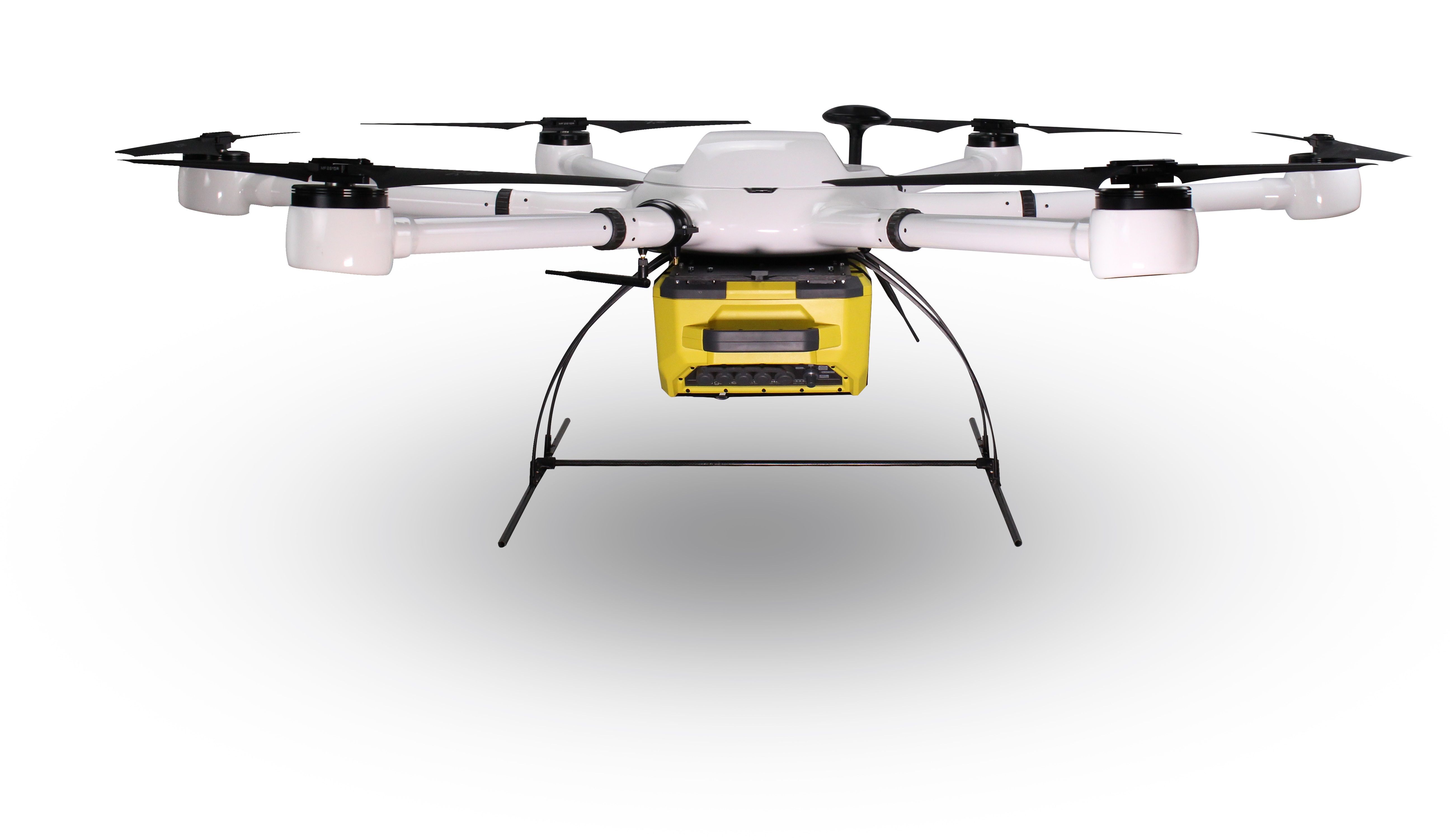 Schwerlastdrohne mit portablem FTIR-Spektrometer (Foto: exabotix)