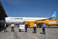 Airbus-Versorgungsflug mit Biokerosin von Air bp (BP)