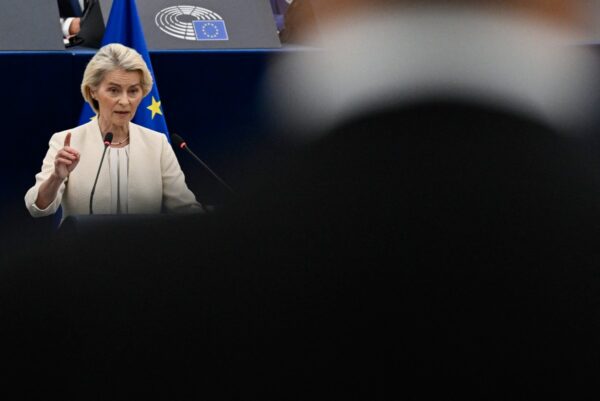 EU-Kommissionspräsidentin Ursula von der Leyen hielt am 16. September 2026 im Europäischen Parlament in Straßburg ihre Rede zur Lage der Union. (Foto: Jean-Christophe Verhaegen / AFP)