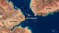 Satellitenkarte der Meerenge Bab el-Mandeb