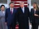 US-Präsident Donald Trump und First Lady Melania Trump begrüßen den chinesischen Präsidenten Xi Jinping und die chinesische First Lady Peng Liyuan bei deren Ankunft auf der Joint Base Andrews in Maryland am 23. September 2026. Xi besucht die Vereinigten Staaten vom 23. bis 25. September. (Foto: Brendan Smialowski / AFP)