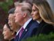 (V. l. n. r.) Chinas First Lady Peng Liyuan, Chinas Präsident Xi Jinping, US-Präsident Donald Trump und US-First Lady Melania Trump beobachten eine Militärparade im Rosengarten des Weißen Hauses in Washington, D.C., am 24. September 2026. (Foto: Brendan Smialowski / AFP)