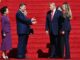 US-Präsident Donald Trump und Chinas Präsident Xi Jinping sprechen nach einem Besuch im Nationalarchiv in Washington, D.C., am 25. September 2026 mit First Lady Melania Trump und Chinas First Lady Peng Liyuan. (Foto: SAUL LOEB / AFP)