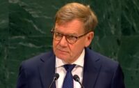 Außenminister Johann Wadephul während seiner Rede auf der UN-Generalversammlung 2026, am 27. September in New York. (Screenshot: UN)