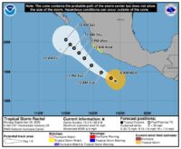 Hurrikan Rachel vor der mexikanischen Pazifikküste Ende September 2026. Der Wirbelsturm brachte an Teilen der Küste Starkregen, hohe Wellen und kräftigen Wind. (Grafik: NOAA/National Hurricane Center – Public Domain)